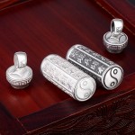 990 Pure Silver Nine-Word Mantra Bagua Gau Pendant